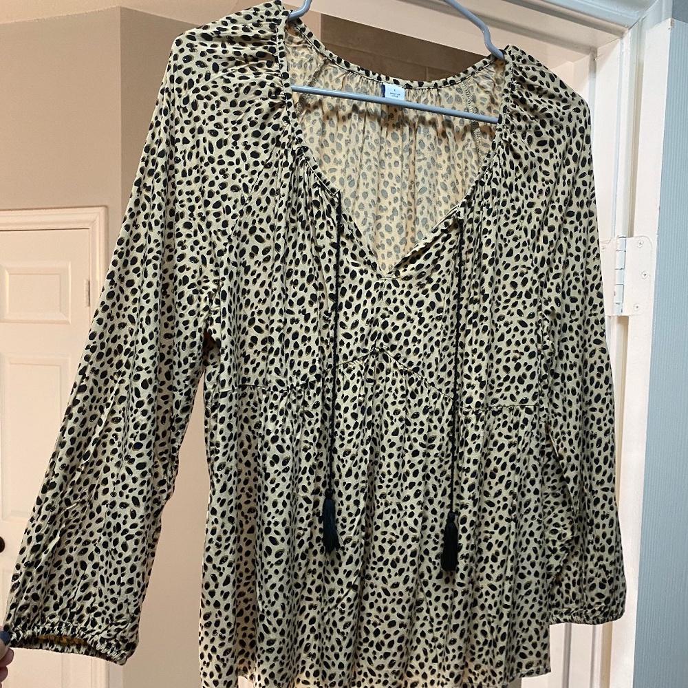 Leopard peasant blouse